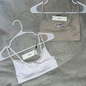 Joah brown structure tank S/M set. White and dune